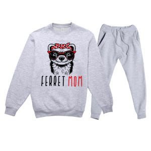 Ferret Mom Funny Animal Lover Weasel Women Mother Mama Gifts Premium Crewneck Sweatsuit Set