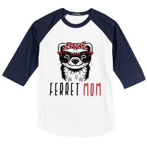 Ferret Mom Funny Animal Lover Weasel Women Mother Mama Gifts Baseball Sleeve Shirt