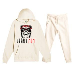 Ferret Mom Funny Animal Lover Weasel Women Mother Mama Gifts Premium Hooded Sweatsuit Set