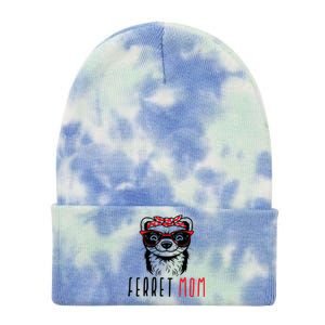 Ferret Mom Funny Animal Lover Weasel Women Mother Mama Gifts Tie Dye 12in Knit Beanie