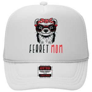 Ferret Mom Funny Animal Lover Weasel Women Mother Mama Gifts High Crown Mesh Back Trucker Hat