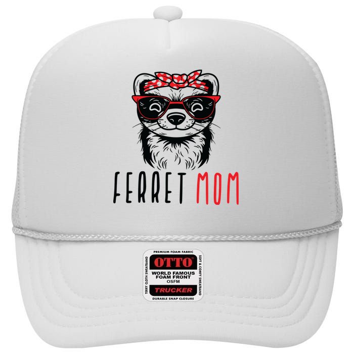 Ferret Mom Funny Animal Lover Weasel Women Mother Mama Gifts High Crown Mesh Back Trucker Hat