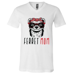 Ferret Mom Funny Animal Lover Weasel Women Mother Mama Gifts V-Neck T-Shirt