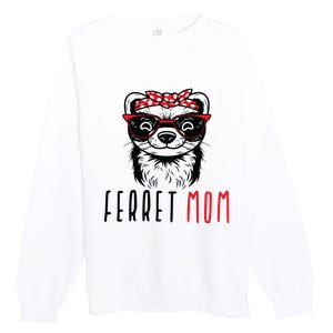 Ferret Mom Funny Animal Lover Weasel Women Mother Mama Gifts Premium Crewneck Sweatshirt