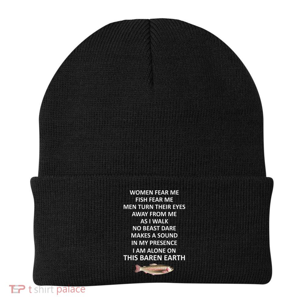 Fear Me Fish Fear Me Turn Their Eyes Away From Me Knit Cap Winter Beanie