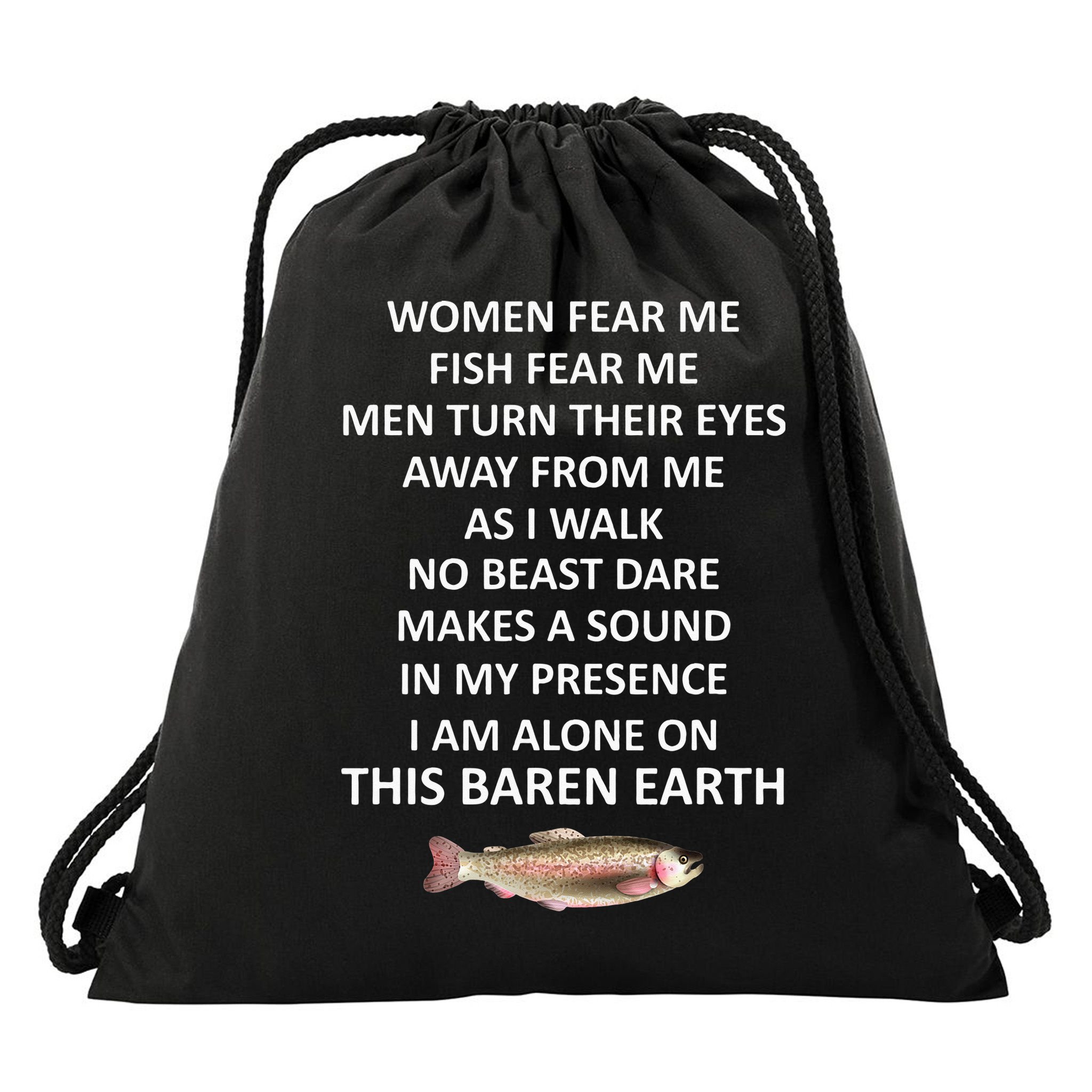 Fear Me Fish Fear Me Turn Their Eyes Away From Me Drawstring Bag