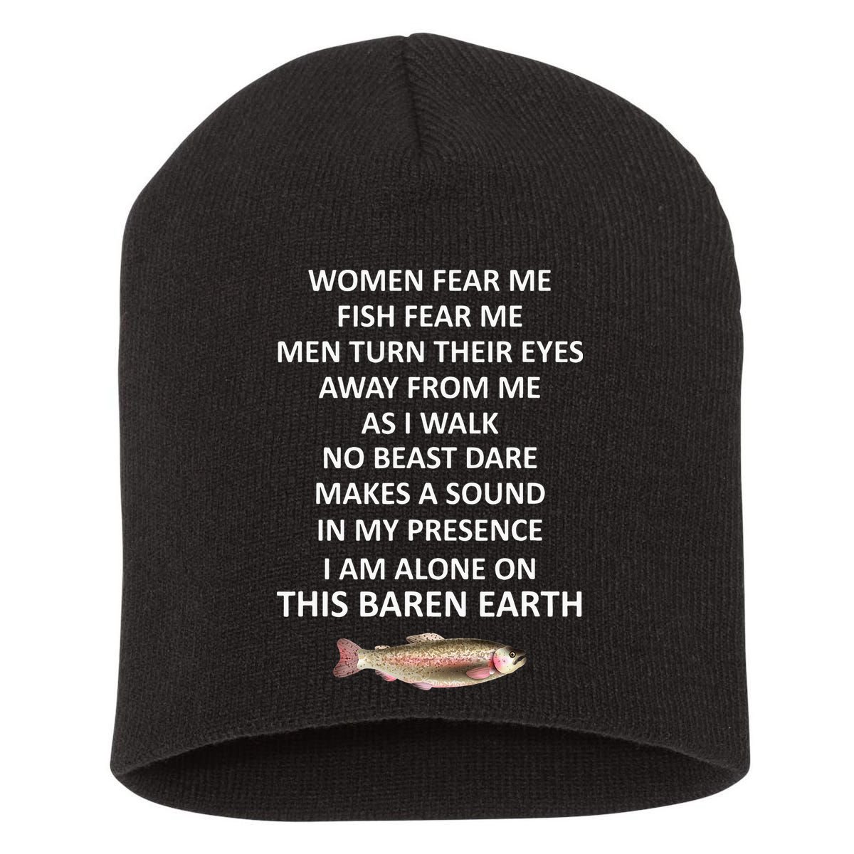 Fear Me Fish Fear Me Turn Their Eyes Away From Me Short Acrylic Beanie