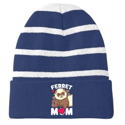 Ferret Mom Striped Beanie with Solid Band