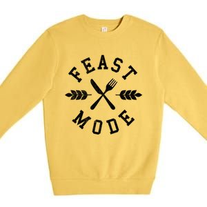 Feast Mode Fork And Knife Crossed Simple Thanksgiving Gift Premium Crewneck Sweatshirt