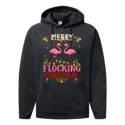 Flamingo Merry Flocking Christmas Performance Fleece Hoodie