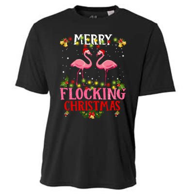 Flamingo Merry Flocking Christmas Cooling Performance Crew T-Shirt