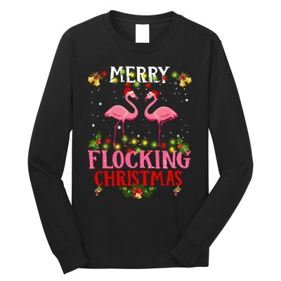 Flamingo Merry Flocking Christmas Long Sleeve Shirt