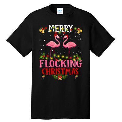 Flamingo Merry Flocking Christmas Tall T-Shirt