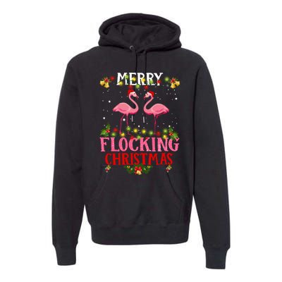 Flamingo Merry Flocking Christmas Premium Hoodie