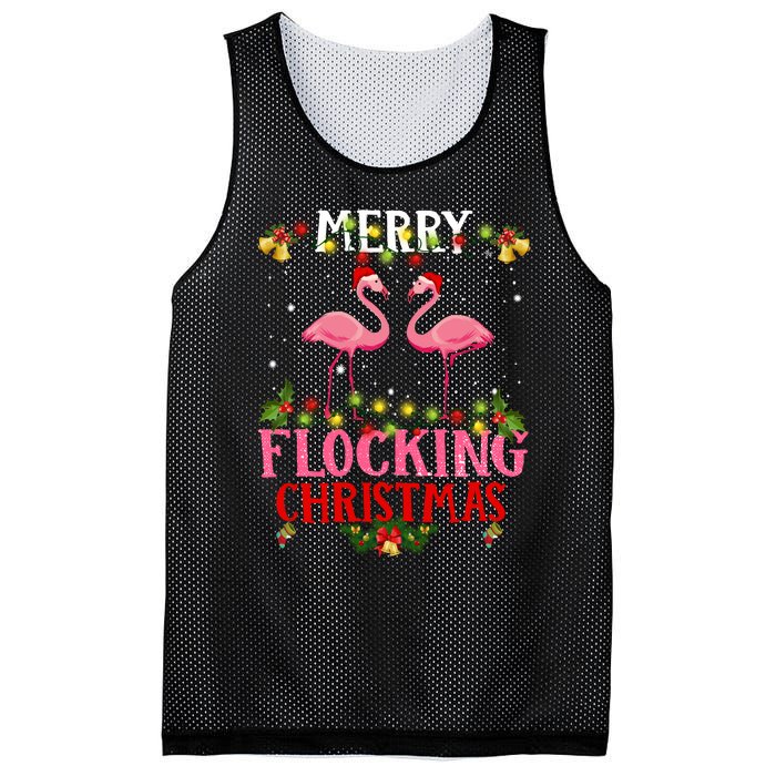 Flamingo Merry Flocking Christmas Mesh Reversible Basketball Jersey Tank