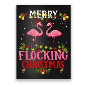 Flamingo Merry Flocking Christmas Poster