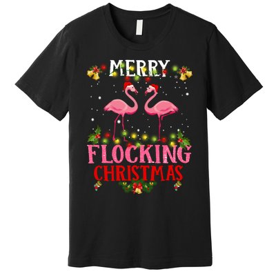 Flamingo Merry Flocking Christmas Premium T-Shirt