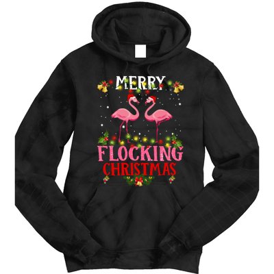 Flamingo Merry Flocking Christmas Tie Dye Hoodie