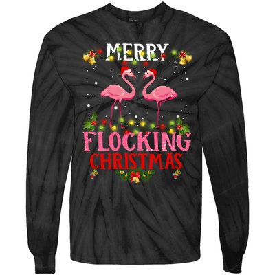 Flamingo Merry Flocking Christmas Tie-Dye Long Sleeve Shirt