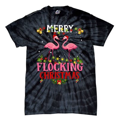 Flamingo Merry Flocking Christmas Tie-Dye T-Shirt