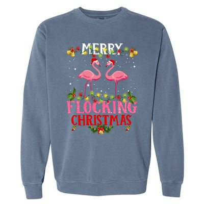 Flamingo Merry Flocking Christmas Garment-Dyed Sweatshirt