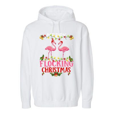 Flamingo Merry Flocking Christmas Garment-Dyed Fleece Hoodie