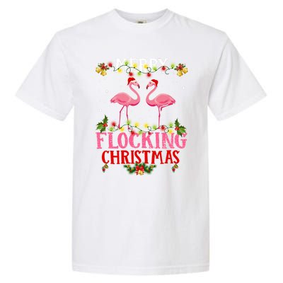 Flamingo Merry Flocking Christmas Garment-Dyed Heavyweight T-Shirt