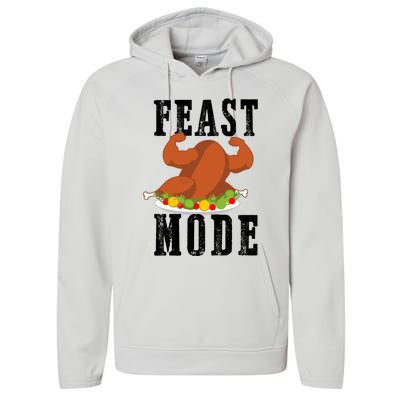 Feast Mode Funny Turkey Muscle Thanksgiving Gift Gift Performance Fleece Hoodie