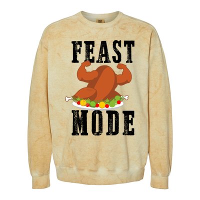 Feast Mode Funny Turkey Muscle Thanksgiving Gift Gift Colorblast Crewneck Sweatshirt