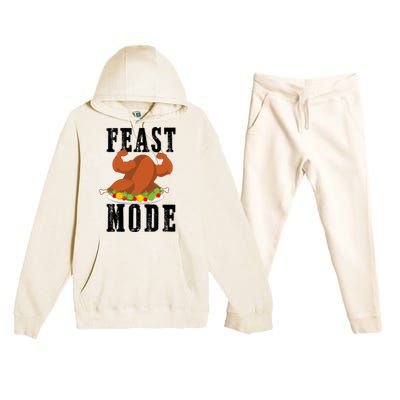 Feast Mode Funny Turkey Muscle Thanksgiving Gift Gift Premium Hooded Sweatsuit Set