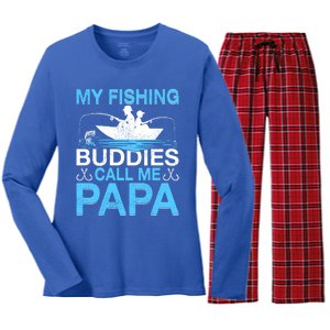 Funny My Fishing Buddies Call Papa Fishing Father's Day Meaningful Gift Women's Long Sleeve Flannel Pajama Set 