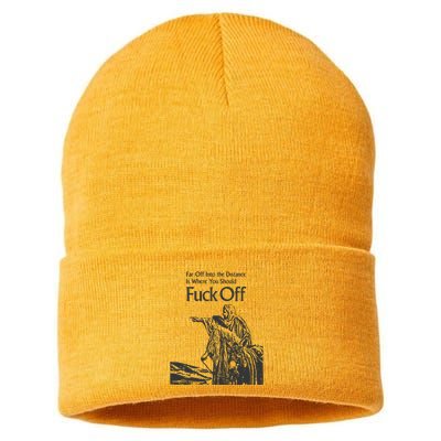 Funny Meme Fuck Off Sustainable Knit Beanie