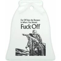 Funny Meme Fuck Off Ceramic Bell Ornament