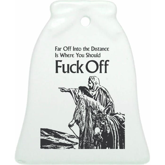 Funny Meme Fuck Off Ceramic Bell Ornament