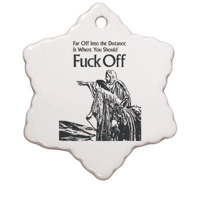 Funny Meme Fuck Off Ceramic Star Ornament