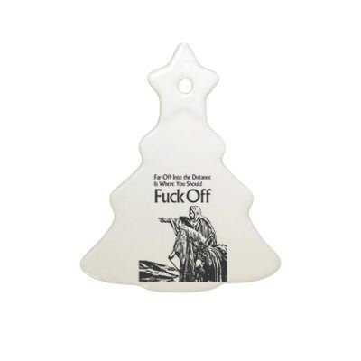 Funny Meme Fuck Off Ceramic Tree Ornament