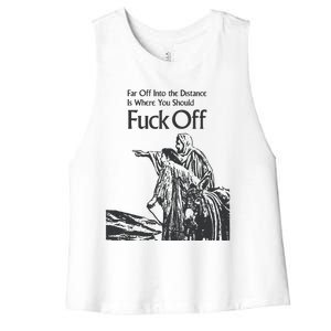 Funny Meme Fuck Off Women's Racerback Cropped Tank