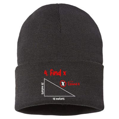 Funny Math Find X Diagram Triangle Lover Sustainable Knit Beanie