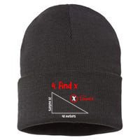 Funny Math Find X Diagram Triangle Lover Sustainable Knit Beanie