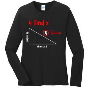 Funny Math Find X Diagram Triangle Lover Ladies Long Sleeve Shirt