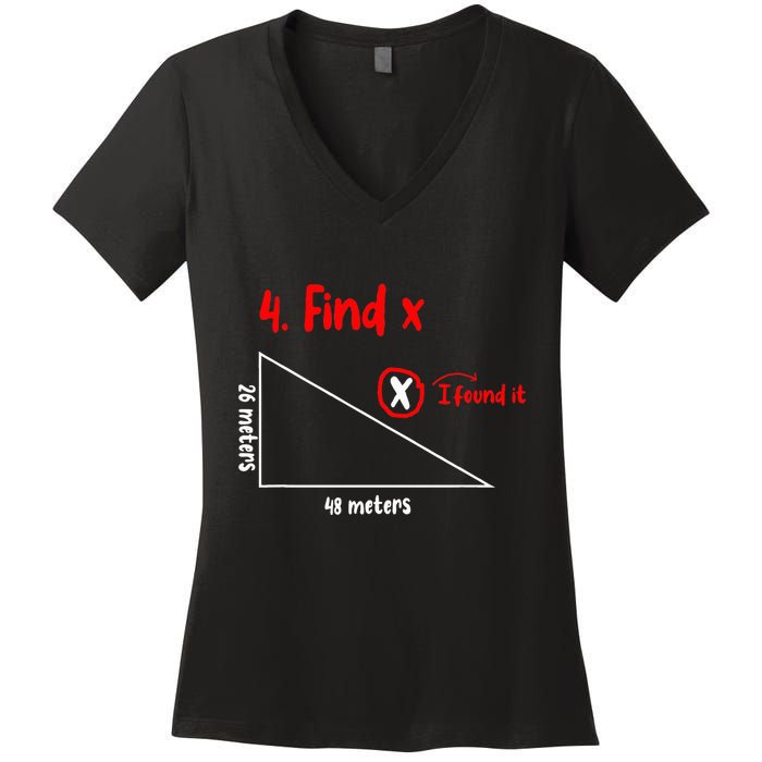 Funny Math Find X Diagram Triangle Lover Women's V-Neck T-Shirt