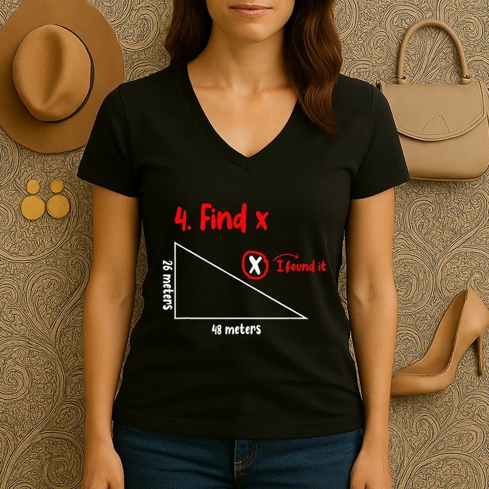 Funny Math Find X Diagram Triangle Lover Women's V-Neck T-Shirt