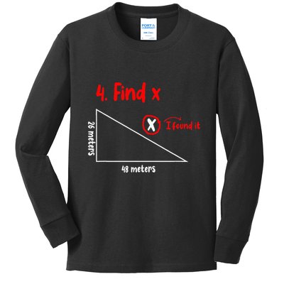 Funny Math Find X Diagram Triangle Lover Kids Long Sleeve Shirt