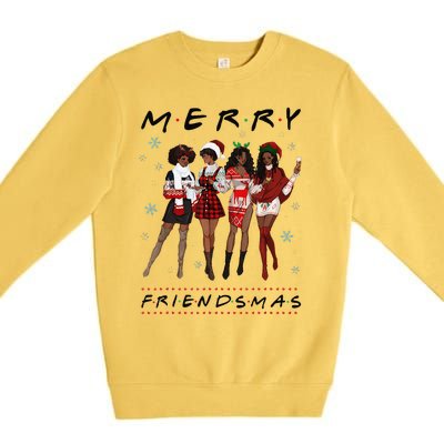 Funny Merry Friendsmas Black Girl Friends Christmas Matching Group Premium Crewneck Sweatshirt