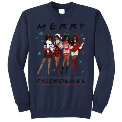 Funny Merry Friendsmas Black Girl Friends Christmas Matching Group Sweatshirt