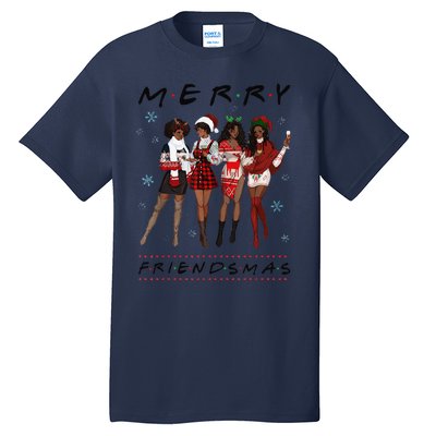 Funny Merry Friendsmas Black Girl Friends Christmas Matching Group Tall T-Shirt