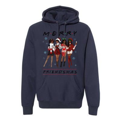 Funny Merry Friendsmas Black Girl Friends Christmas Matching Group Premium Hoodie