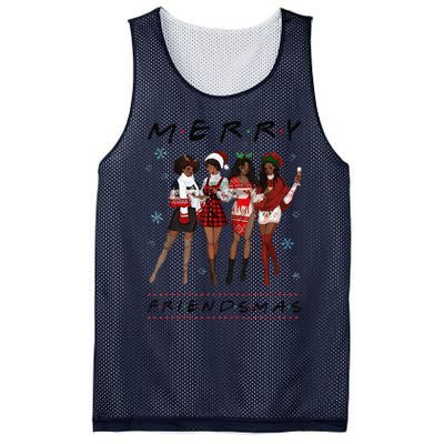 Funny Merry Friendsmas Black Girl Friends Christmas Matching Group Mesh Reversible Basketball Jersey Tank