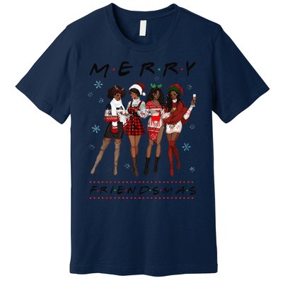 Funny Merry Friendsmas Black Girl Friends Christmas Matching Group Premium T-Shirt