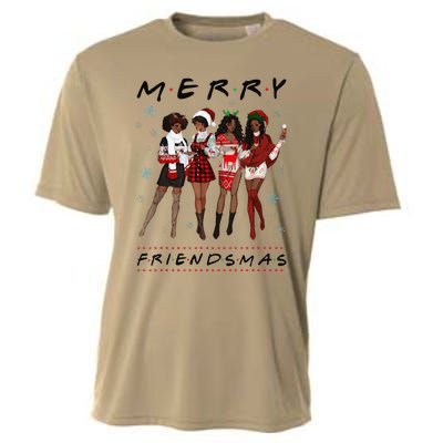 Funny Merry Friendsmas Black Girl Friends Christmas Matching Group Cooling Performance Crew T-Shirt